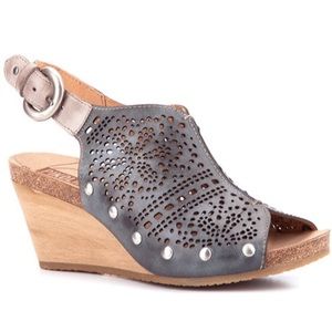 Pikolinos Benissa wedge leather slingbacks slate grey 39